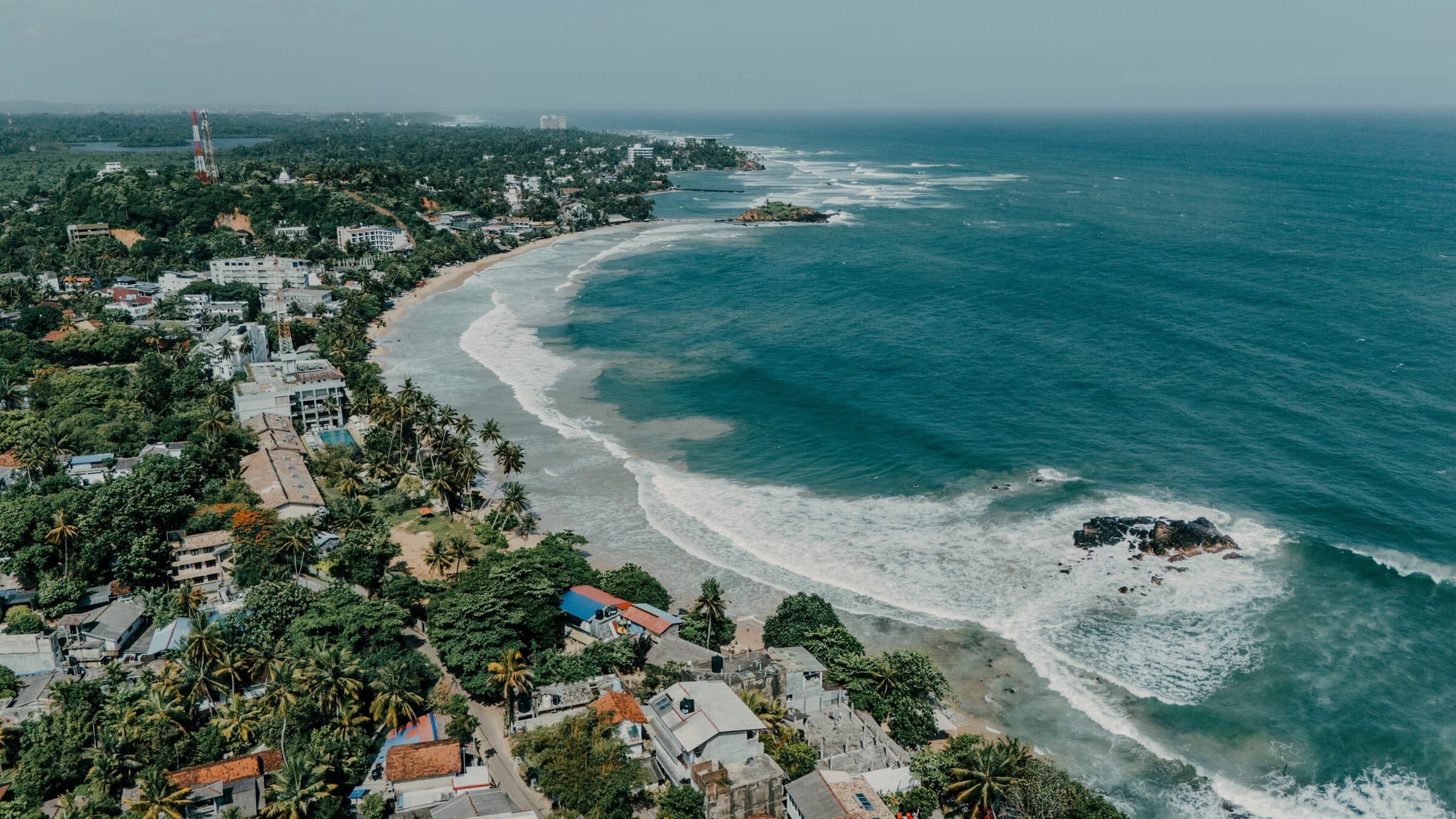 Aerial view of Sri Lanka’s golden southern coastline