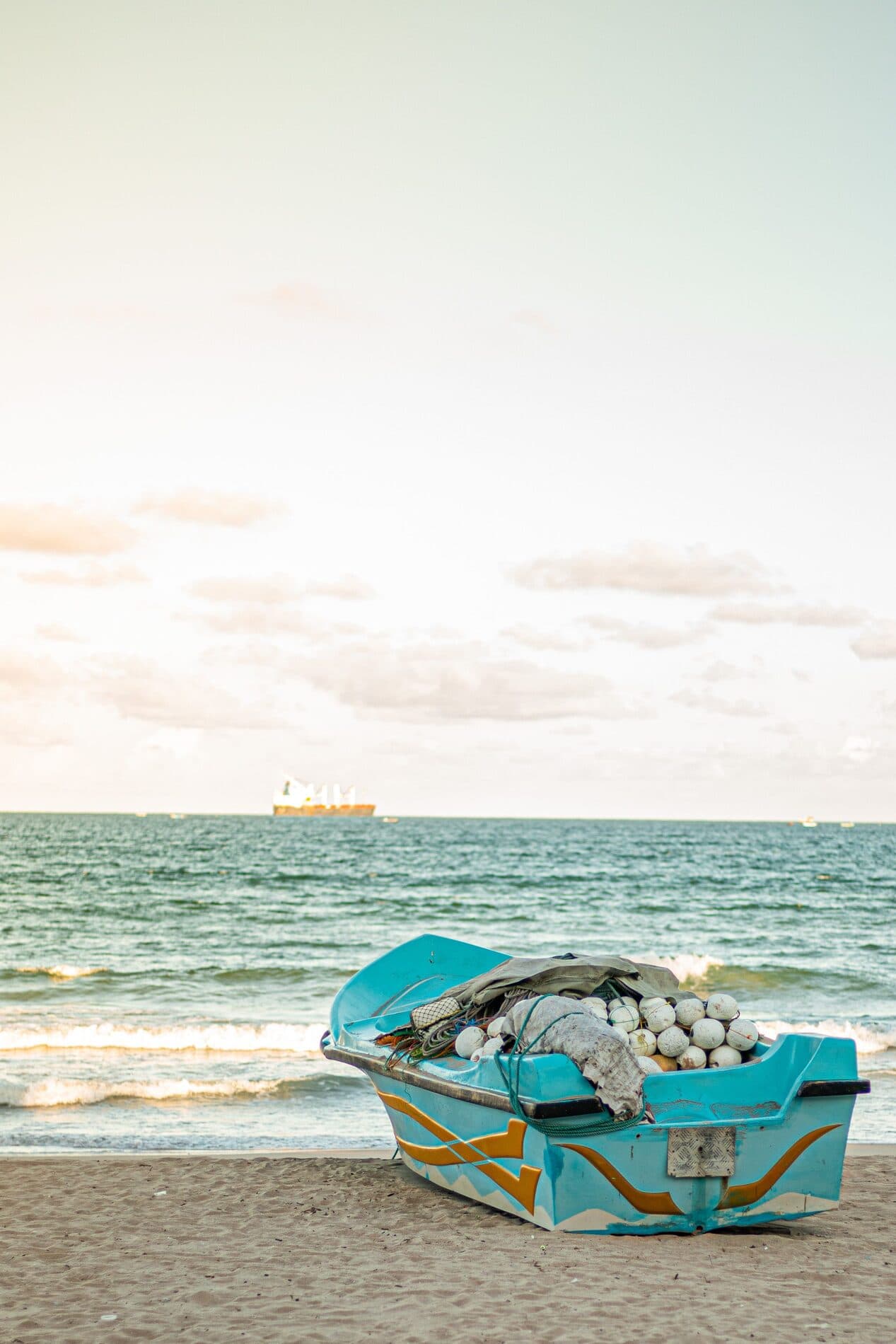 Fishing boat on the beach, Sri Lanka coast